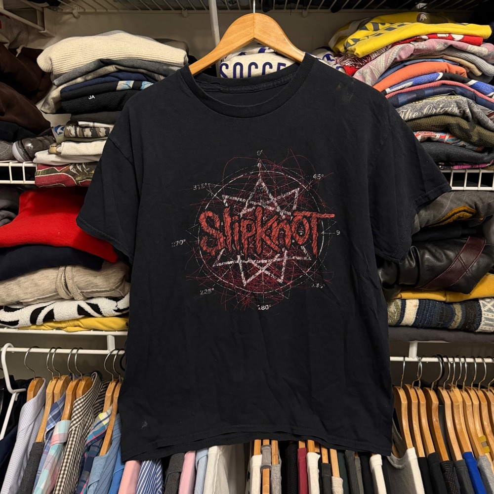 Slipknot TShirt Mens Large Black Graphic Band Tee Star Logo Nonagram Heavy Metal